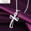 Designer Jewelry 925 Stamped Silver Pretty Noble Crystal Cross Pendant Necklace for Women Fashion Party Wedding Holiday Gifts
