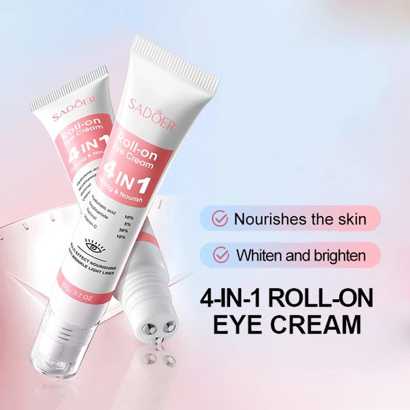 SADOER 4in1 Roll-on Moisturing Eye Cream Anti Dark Circles Eye Bags Firming Eye Serum Уход за кожей вокруг глаз для красоты