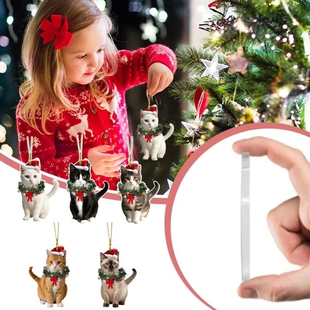 Animal-Themed Christmas Tree Ornaments 2D Flat Design 2D Animal Pendants for Gift Giving