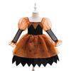 Girls' Halloween Spiderweb Patchwork Princess Dress