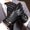 Winter Sheepskin Warm Gloves Korean High End Men's Plus Velvet Windproof Driving Genuine Leather Gloves Gift Box