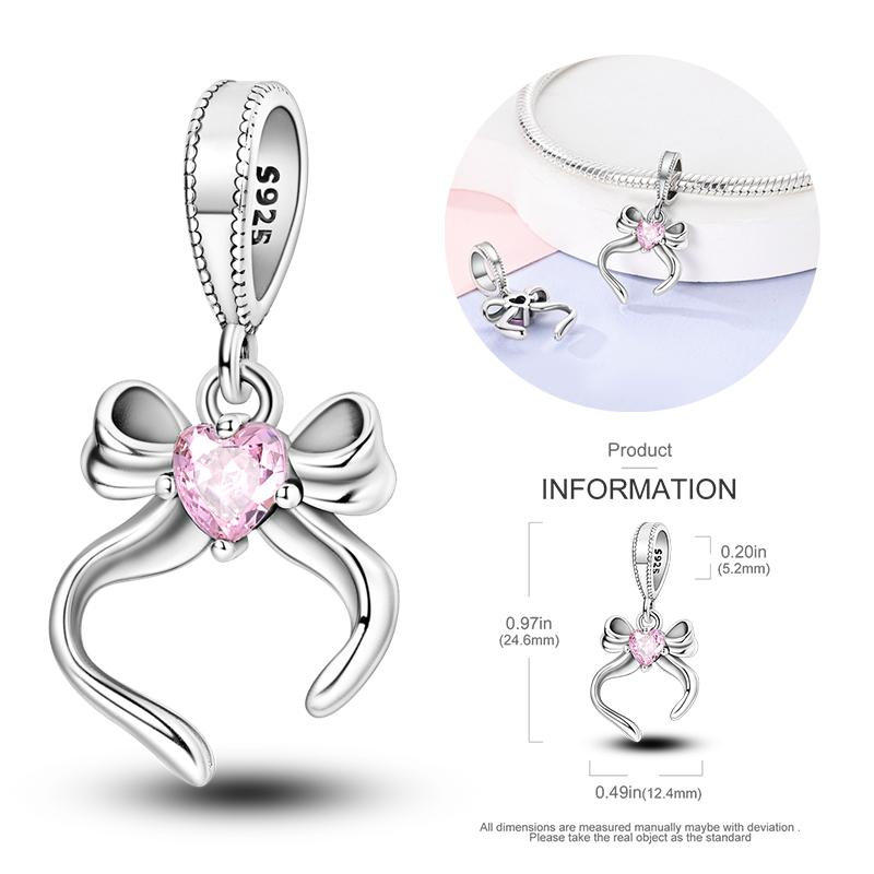 New Copper Bow Star Love Pink Series Charm Beads Suitable For 3Mm Original Bracelet Diy Fashion Jewelry Gift