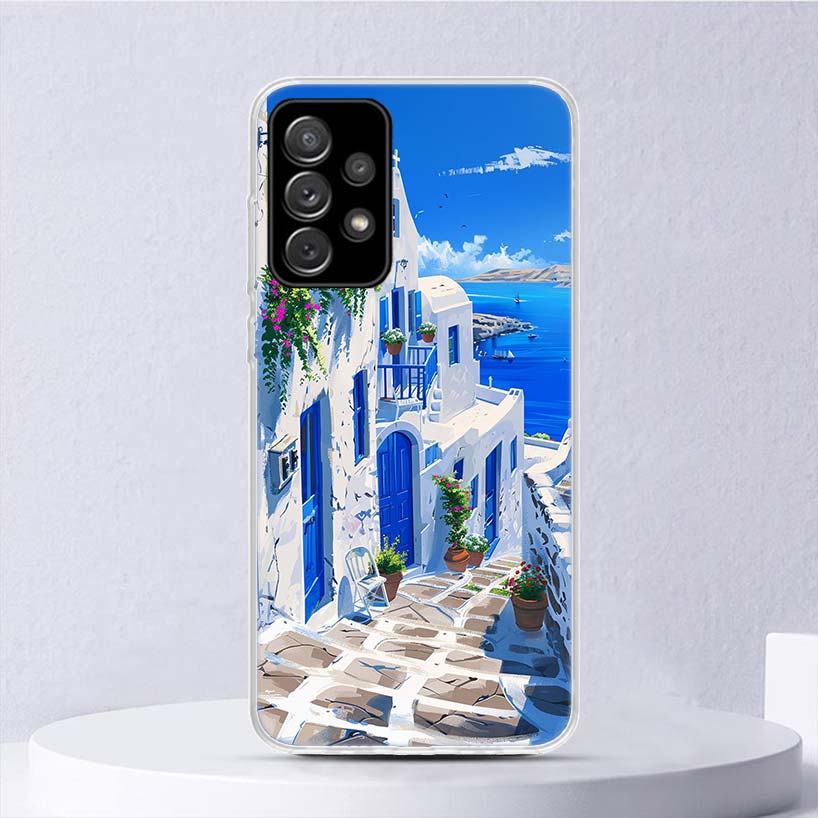 Греция Летом Санторини Мягкий Чехол Для Samsung Galaxy A17 A16 A26 A36 A56 A15 A14 A13 A55 A54 A53 Чехол Для Телефона A25 A35 A24 A34