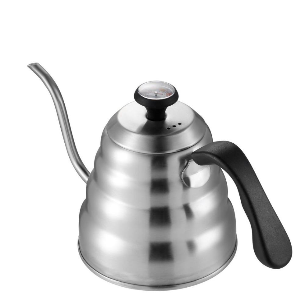 304 Stainless Steel Pour Over Coffee Kettle, Cloud Drip Kettle Long Spout Temperature Control for Drip Coffee Brewing KFS-007