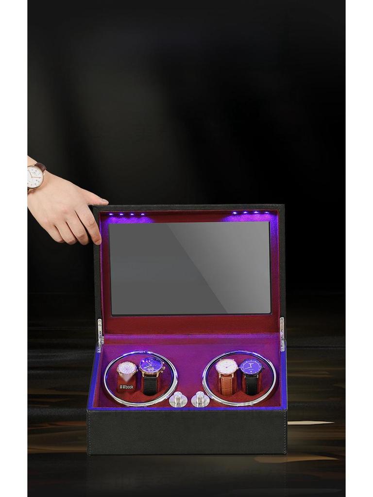 Электрическая шкатулка для подзавода часов со светодиодной подсветкой - коробка для хранения 4+6 часов