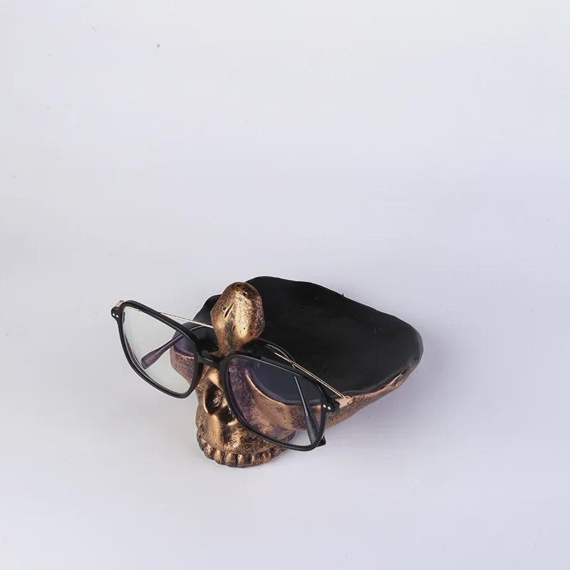 Creative Skull Glass Stand Resin Ornament for Home Décor