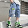 Teenage Boys Denim Shorts 4-10 Years Summer Fashion Letter Printed Soft Trousers for Kids Children Casual Pants