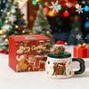 Новая Рождественская керамическая кружка с крышкой, подарочная коробка, мультяшная кружка, милый пряничный человечек, набор чашек для воды