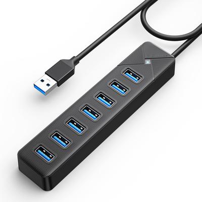 GiGimundo USB USB Расширение До Совместимо с Surface и Nintendo с Дополнительными Портами Питания для Работы от Черный 3.0 Хаб, 7-портовый Хаб,
