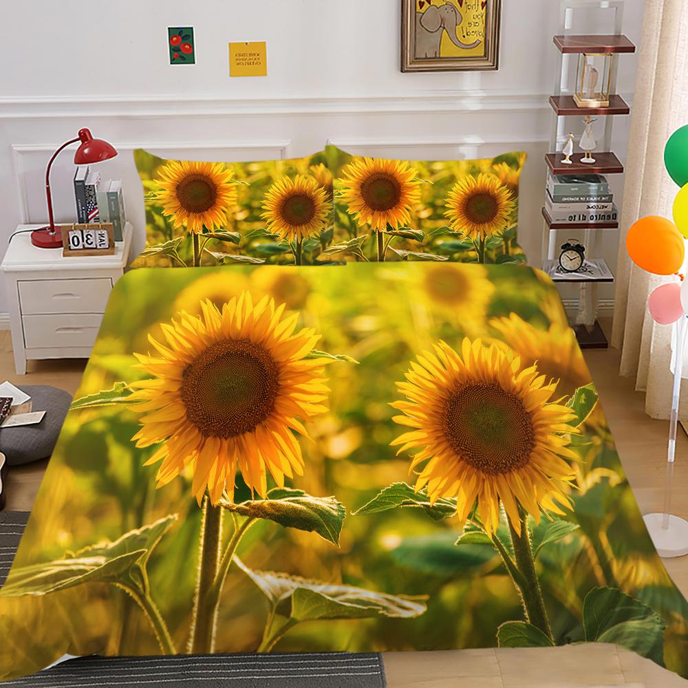 3D комплект постельного белья «Подсолнух» для дома, пододеяльник и наволочка, Австралия/ЕС/США, односпальная/двуспальная кровать, полноразмерное украшение для дома
