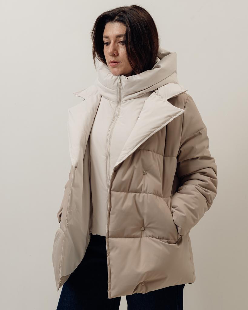 Куртка с поясом HAIZIYUAN 824 M бежево-молочная