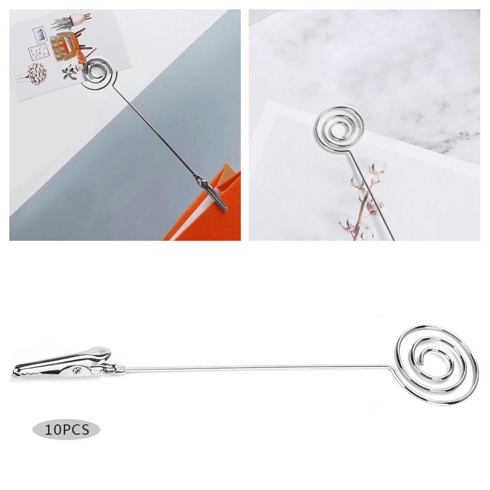 10PCS Round Table Note Clips 15*3cm Metal Table Cards Clip Table Cards Holder Message Display