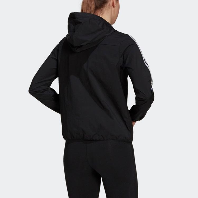 Adidas Classic Striped Woven Hooded Jacket Women Outerwear Black GQ0596