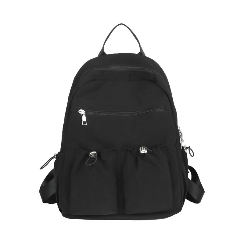 College Style Student School Bag Commuter Nylon Backpack Solid Color Women's Sports Bag