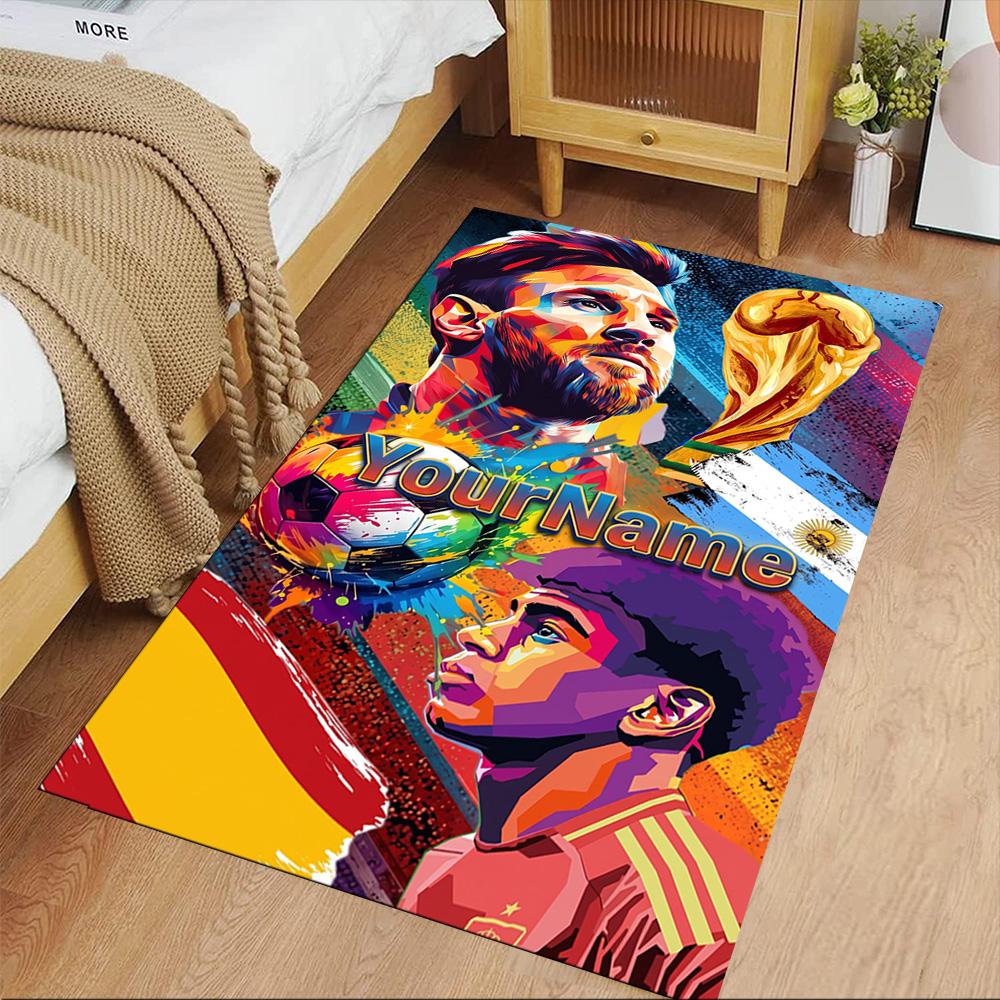 Messi Customize Your Name Floor Mat Perfect for Living Rooms Bedrooms Dining Room Entryway Anti-slip Rug Anime Office Decor Spiritual Gift