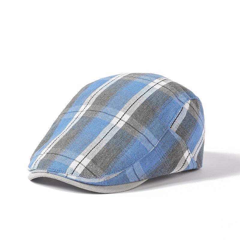 Тонкая секция клетчатой шапочки с язычком утки Ms. Дышащий берет Англии Летняя клетчатая кепка Форвард Мужская шляпа