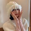 Tulip Rabbit Hair Fisherman Hat Women's Autumn and Winter Korean Style Warm Big Head Knitted Beanie White Plush Hat Trendy