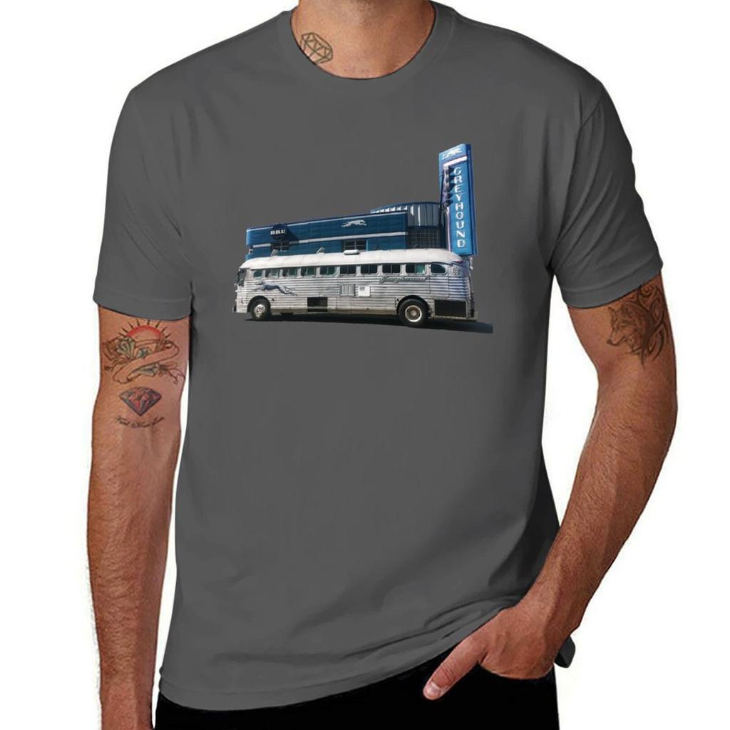 Greyhound Bus In Front Of Station Tshirt Outdoor Sports Short Sleeve Top