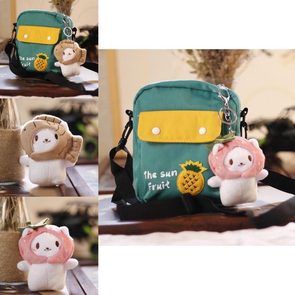 Adorable Plush Cat Toy With Cute Taiyaki Headgear Keychain Charm For Bags 12cm