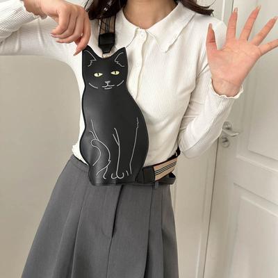 2025 Новинка Kawaii Personality Cat Chest Bag Большая вместимость Трехмерная Линейная Текстура Мультяшная Сумка Через Плечо Регулируемый Ремень На Плечо Сумка