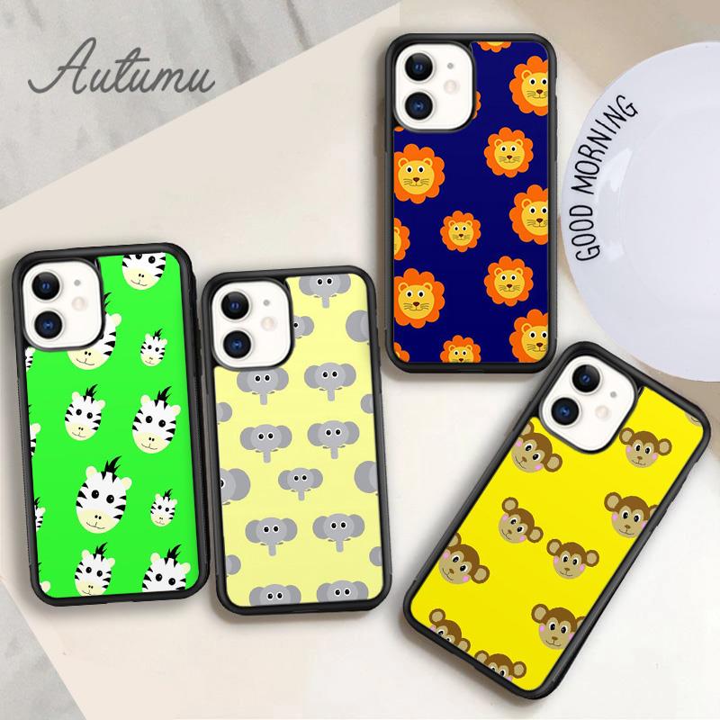 Cute Animal Faces Phone Case for iPhone 11 12 13 14 Pro Max Mini X XR XS SE 2020 6S 7 8 Plus Samsung Galaxy S21 S22 Cover Shell