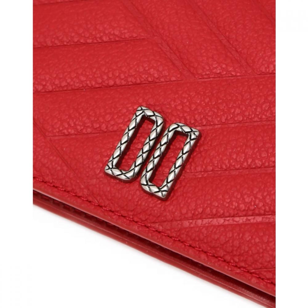 Daks Red Dd Logo Point Cowhide Card Wallet Dcwa6f791r2