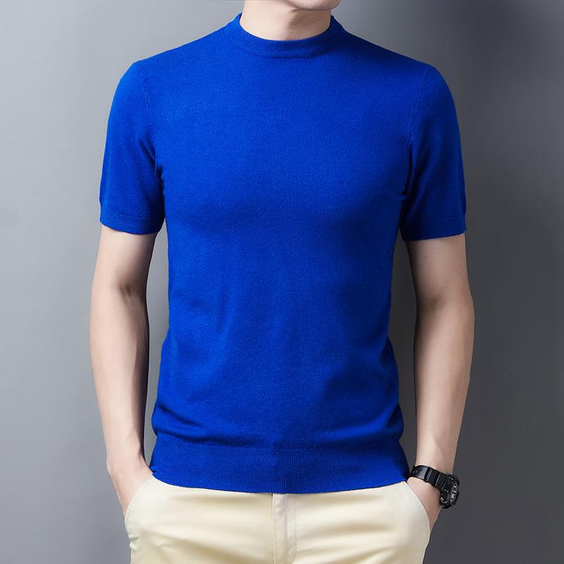 Autumn and Winter Men's Short-sleeved Cardigan, Fashionable Casual Pullover, Versatile Round Neck Bottoming Sweater, Men's Sweater