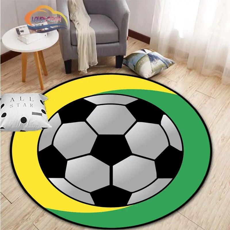 Ковер с изображением футбола, украшение для гостиной, круглая кровать, стул, коврик для дома, входная дверь, дети