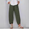 Spring Summer Women Simple Loose Casual Nine-Point Pants for Women Solid Color Cotton Linen Wide Leg Pants