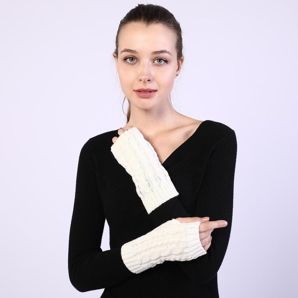 Осень и Зима Короткие Вязаные Перчатки без Пальцев Мужские и Женские Вязаные Теплые Рукава Половина Пальца EMA