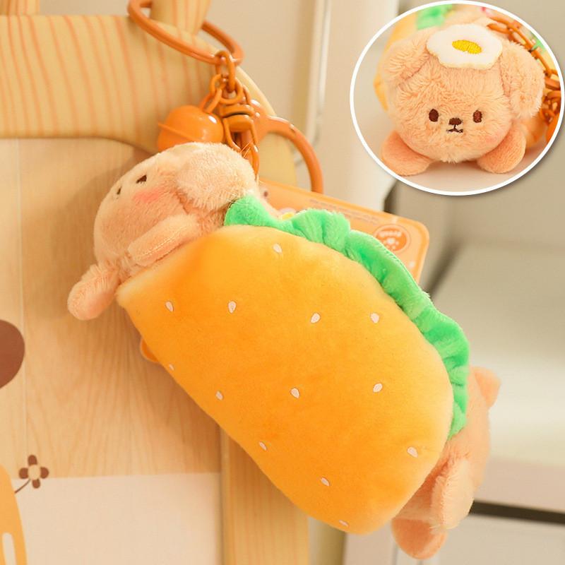 Adorable Plush Hot Dog Keychain Cute Dog Plush Pendant Bag Charm For Kids