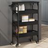 VidaXL Kitchen Trolley, Storage Shelf, Service Cart with Wheels, Home Organizer, Black Wood 842351