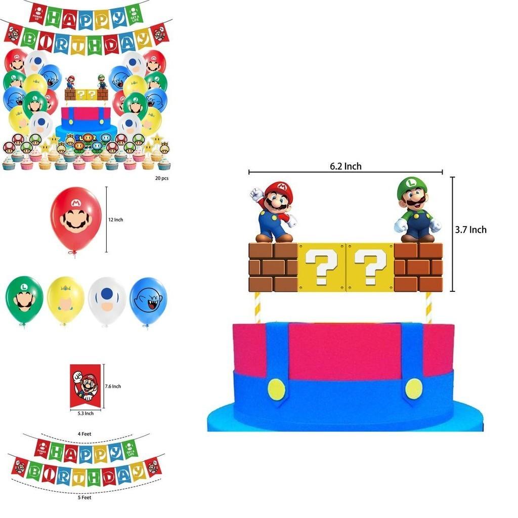 Super Mario Kids Birthday Party Decor Suit Features Colorful Balloons And Cheerful Banner For Celebration