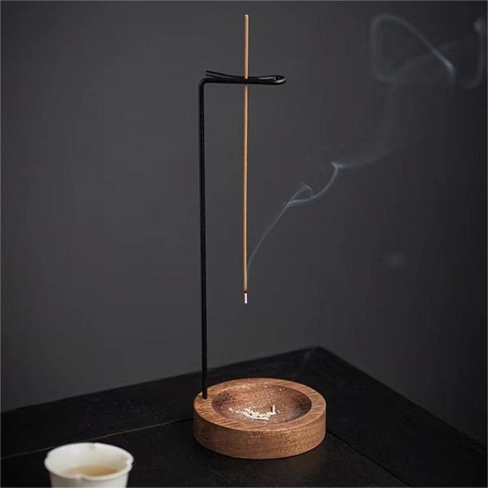 Creative Upside Down Incense Burner Incense Stick Holder Wooden Round Incense Tray Ornament Bedroom Home Yoga Decoration Crafts