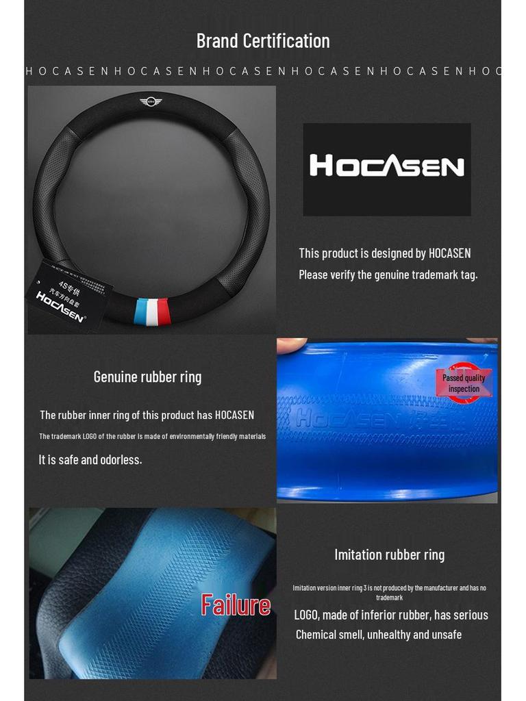 Mini Cooper Countryman Clubman Genuine Leather Steering Wheel Cover - Universal Fit for All Seasons.