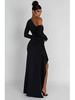 Длинное платье Cross-Border Осень/Зима 2024 года с открытыми плечами и разрезом
