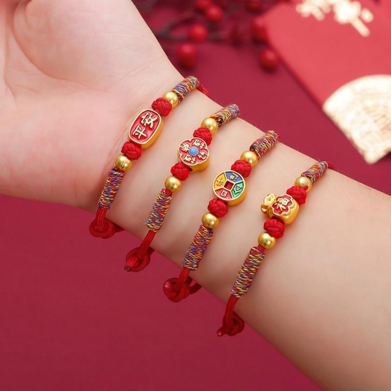Chinese Blessing Red String Bracelet for Prosperity and Happiness Handmade Jewelry