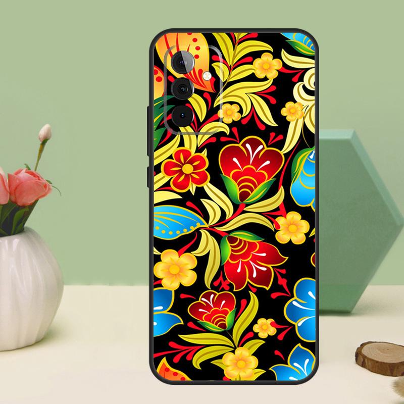 Khokhloma Russian Pattern Flower For Samsung Galaxy A16 A55 A35 A15 A32 A12 A22 A52 A54 A34 A14 A56 A36 A26 A13 A53 A06 Case
