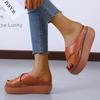 Women Slippers Soft Leather Wedges Shoes Woman Summer Sandals Beach Flip Flops New Platform Sandalias Mujer Wedge Heels Sandals