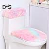 Мягкий плюшевый чехол для унитаза, набор с эластичными краями радужного цвета, легко подгоняемый чехол для унитаза, декор для ванной комнаты