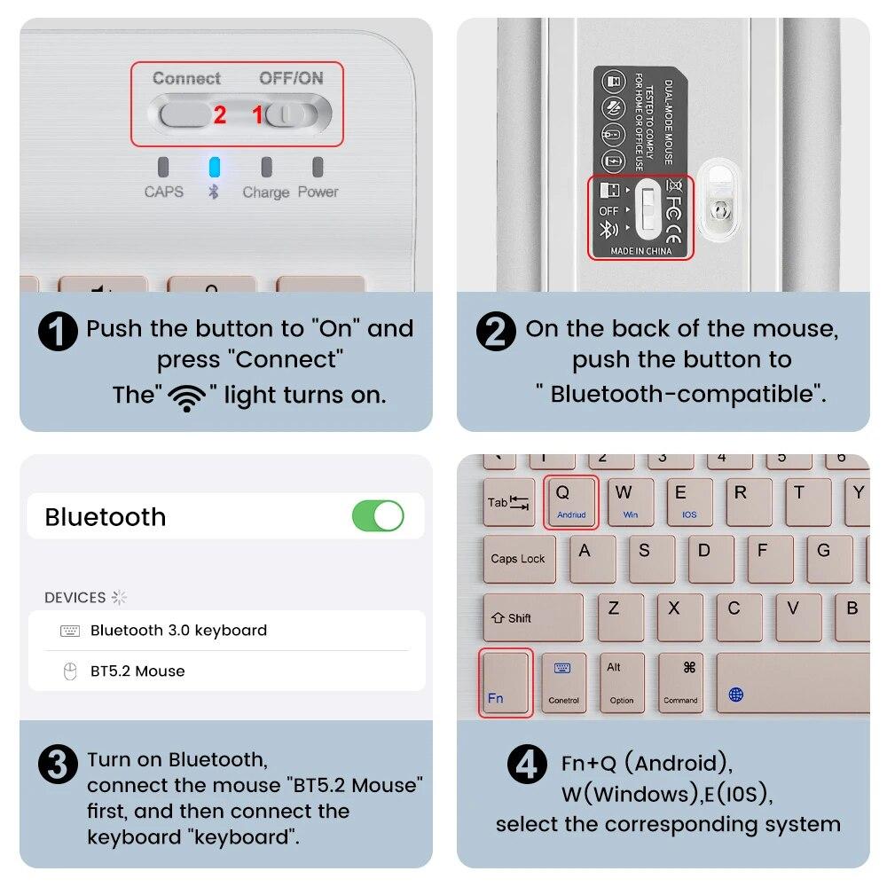 Мини-клавиатура с 78 клавишами и беспроводной связью Bluetooth для ПК, iPad, планшетов Samsung и Lenovo — компактная и портативная для игр и повседневного использования