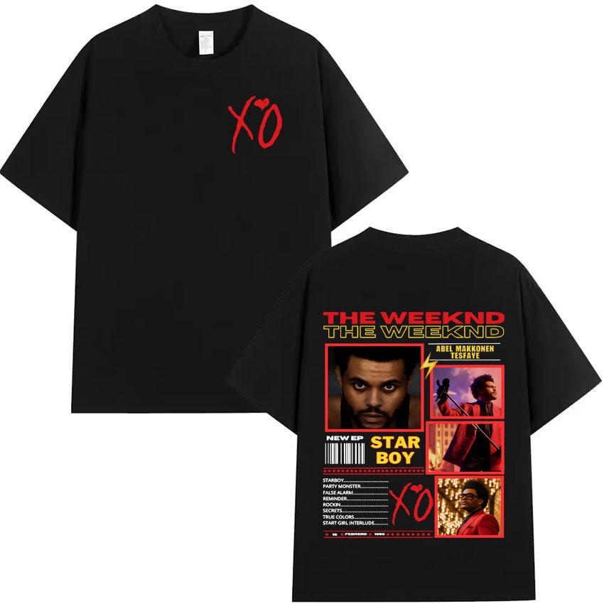 Поп-певец Артист The Weeknd Двусторонний Принт Футболка Мужская Одежда Футболка Эстетичная Хлопковая Футболка С Коротким Рукавом Свободная Уютная Футболка
