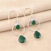 Natural Green Onyx Gemstone 925 Sterling Silver Jewelry Handmade Earrings 2.0" EE-140-9
