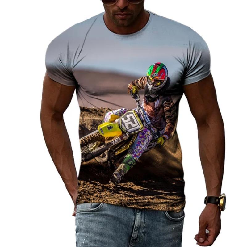 Новая модная крутая 3D футболка с рисунком мотокросса для мужчин, летняя трендовая хип-хоп футболка в стиле Харадзюку с принтом, рисунок мотоцикла O Colla