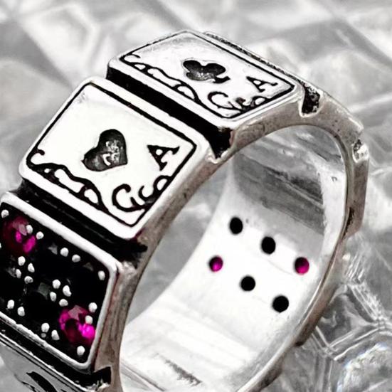 Charming Exaggerated Wear Resistant Knuckle Ring Playing Cards Open Cuff Finger Women Jewelry