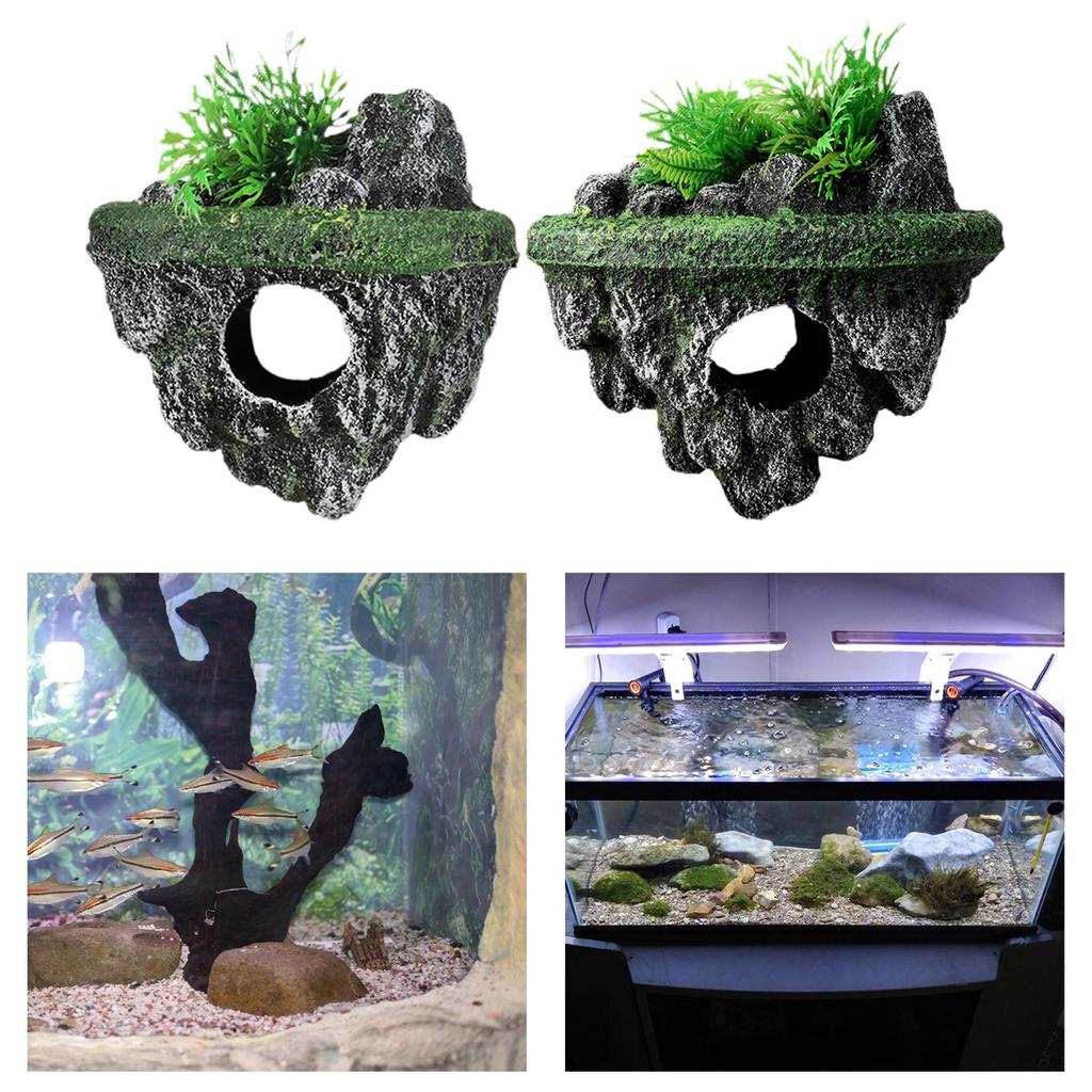 Aquarium Decorated Suspended Artificial Stone Fish Tank Decorations Floating Rock for Micro Landscape Fish Tank Exploring Snails