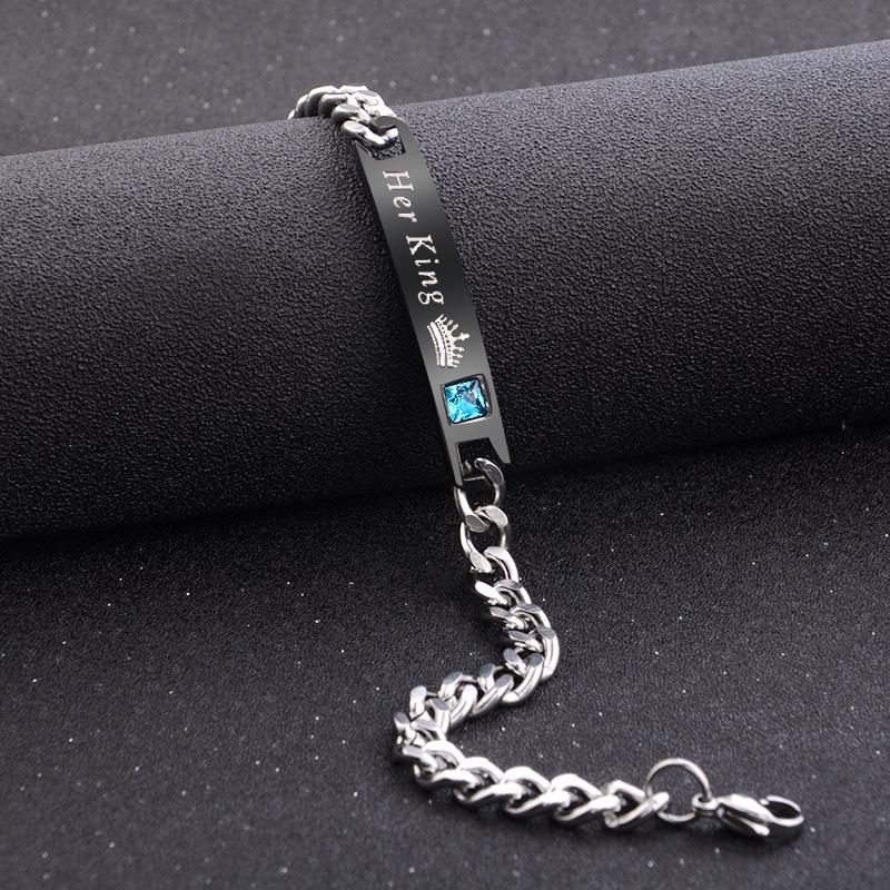 2pcs/Set Couple Bracelets Gift For Lover For Women Men Jewelry Matching Fashion Lovers His Queen Her King