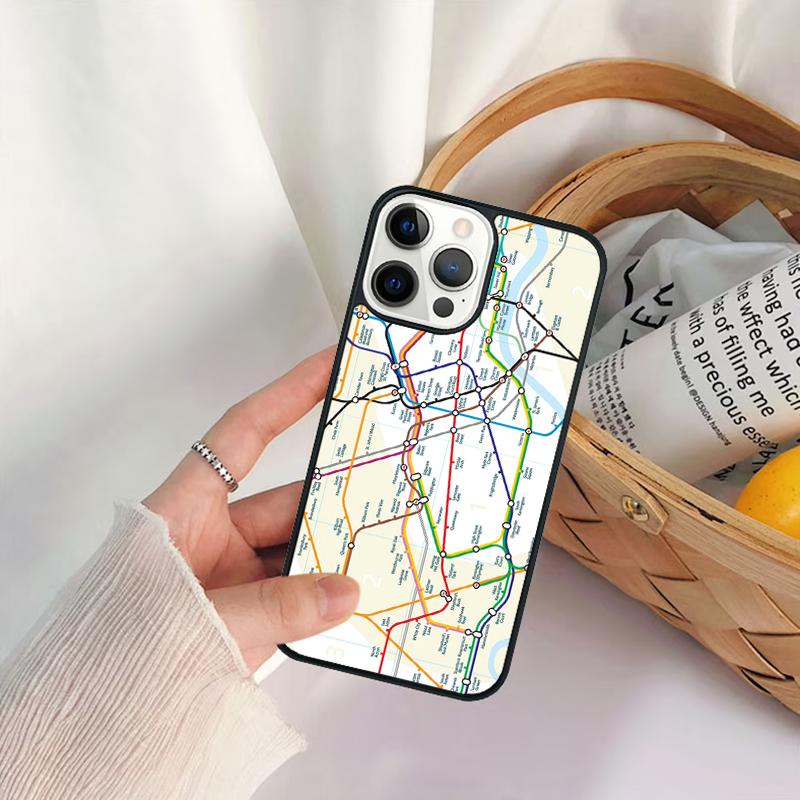 London Underground Tube Map Phone Case For iPhone 17 Air 16 15 14 11 12 13 Pro MAX Plus coque Cover Shell