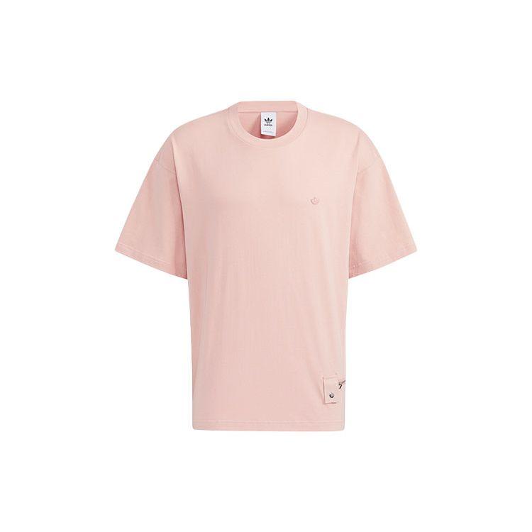 Adidas Originals Trefoil Zipper Short Sleeve Tee Men Tops Pink HH9444