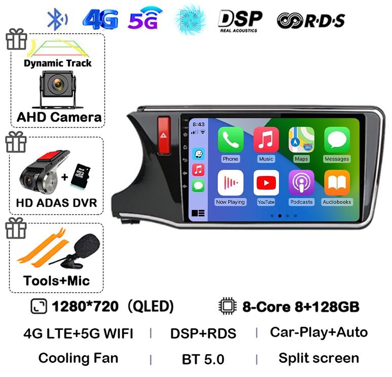 Android 14 Carplay Auto For Honda CITY 2014 2015 2016 2017 2018 2019 Car Radio Multimedia Stereo Player Navigation GPS 4G+WIFI